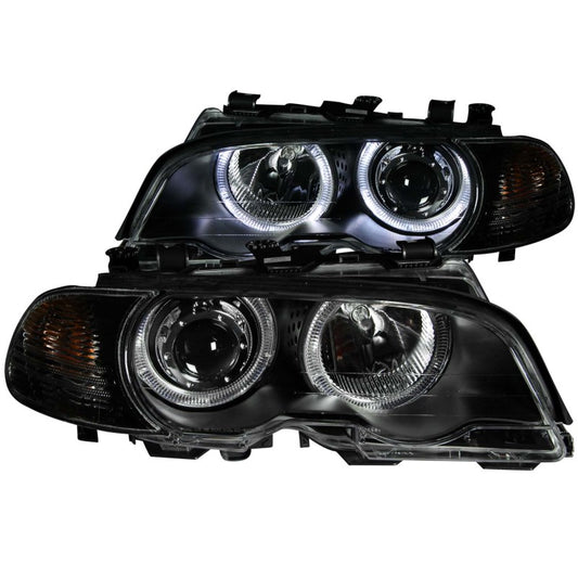ANZO 121269 2000-2003 BMW 3 Series E46 Projector Headlights w/ Halo Black