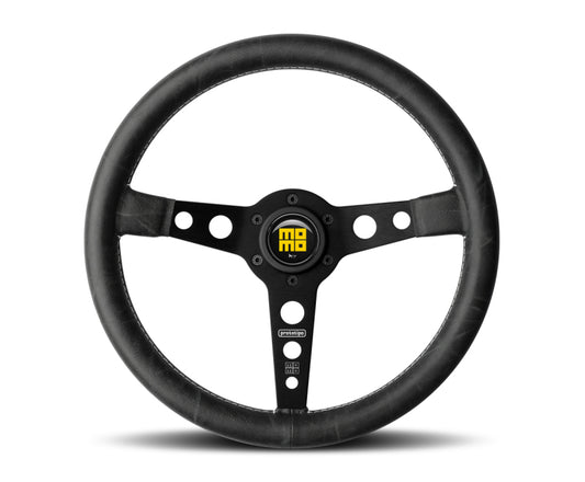 MOMO PRH35BK2B Momo Prototip Heritage Steering Wheel 350 mm - Black Leather/White Stitch/Black Spokes