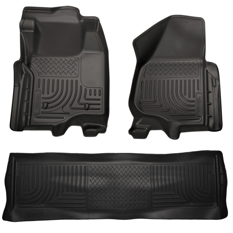 Husky Liners 98711 11-12 Ford SD Crew Cab WeatherBeater Combo Black Floor Liners (w/o Manual Trans Case)