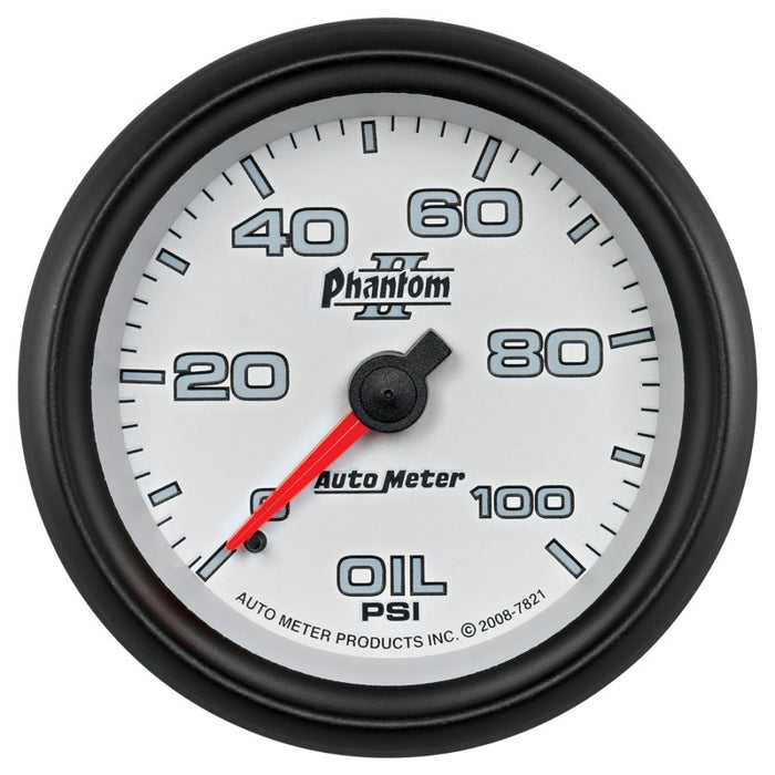 AutoMeter 7821 Autometer Phantom II 2-5/8in 100 PSI Mechanical Oil Pressure Gauge