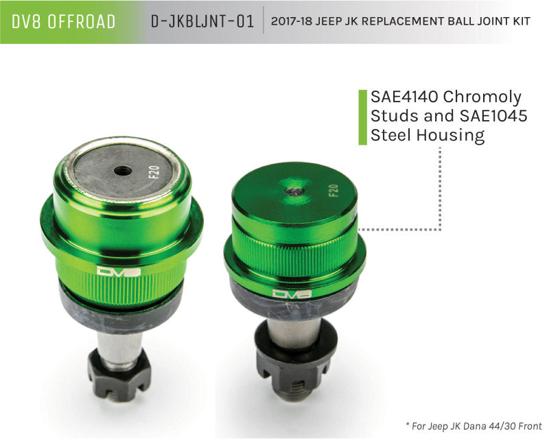 DV8 Offroad D-JKBLJNT-01 07-18 Jeep Wrangler JK Replacement Ball Joint Kit - Dana 30/44