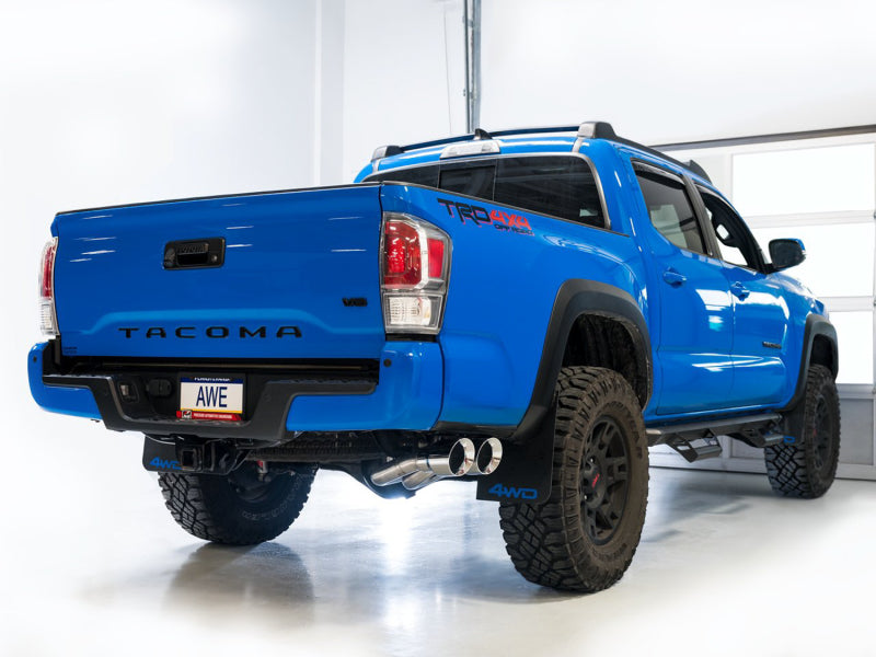 AWE Tuning 3015-32826 AWE 16-22 Toyota Tacoma 0FG Catback Exhaust w/ BashGuard - Dual Chrome Silver Tips