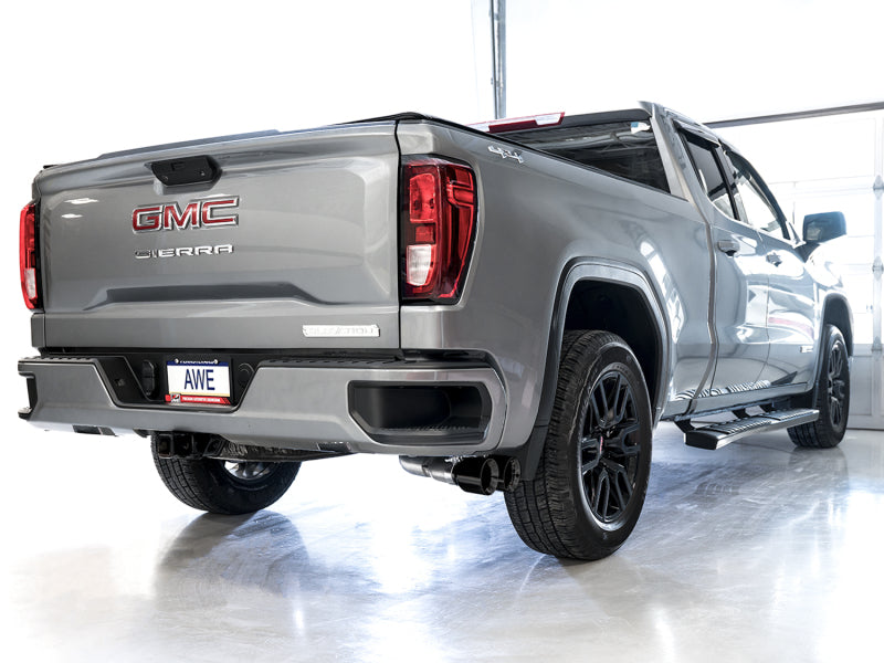 AWE Tuning 3015-23208 4th Gen GM 1500 5.3L 0FG Catback Dual Side Exit (Flat Bumper) - Diamond Tips