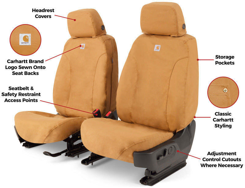 Covercraft SSC3494CABN 21-24 Ford F-150 Carhartt SeatSaver Custom Front Row Seat Covers - Brown