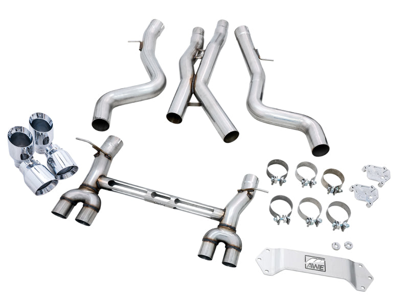 AWE Tuning 3020-42082 BMW F8X M3/M4 Track Edition Catback Exhaust - Chrome Silver Tips