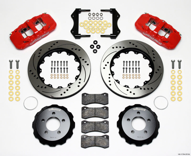 Wilwood 140-11764-DR AERO6 Front Hat Kit 14.25 Drilled Red 2006-10 Magnum/Challngr/Chrgr/300C