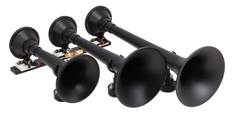 Kleinn Air Horns 730 Kleinn Black Triple Horn/ 18.25In/ 14.75In/10In - XCR2.0 Coated Spun Steel