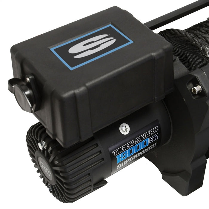 Superwinch 1518001 18000 LBS 12V DC 33/64in x 79 ft Synthetic Rope Tiger Shark 18000SR Winch