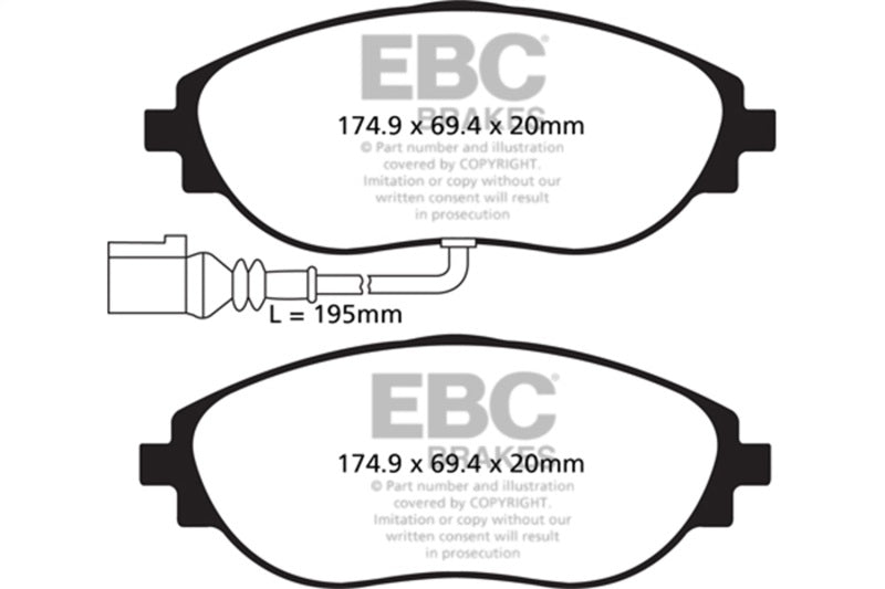 EBC DP32127C 14-20 Audi S3 2.0 Turbo Redstuff Front Brake Pads