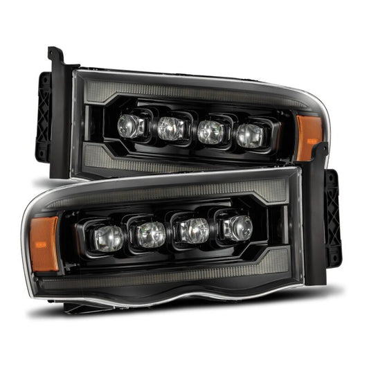 AlphaRex 880566 02-05 Dodge RAM 1500 NOVA LED Proj Headlights Alpha Black w/Activ Light/Seq Signal