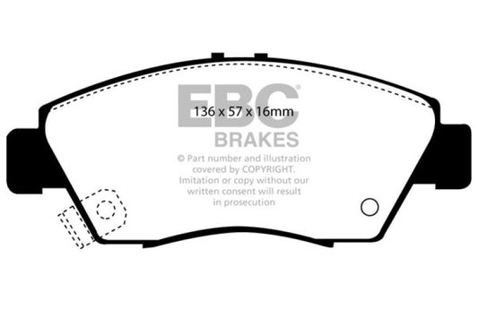 EBC DP2891 12 Acura ILX 1.5 Hybrid Greenstuff Front Brake Pads