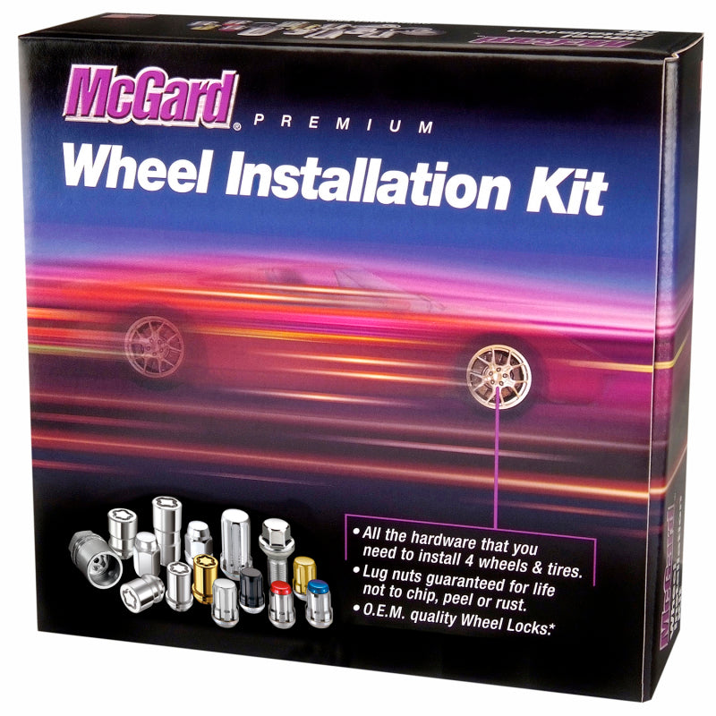 McGard 84527 5 Lug Hex Install Kit w/Locks (Cone Seat Nut) M14X1.5 / 22mm Hex / 1.635in. Length - Black