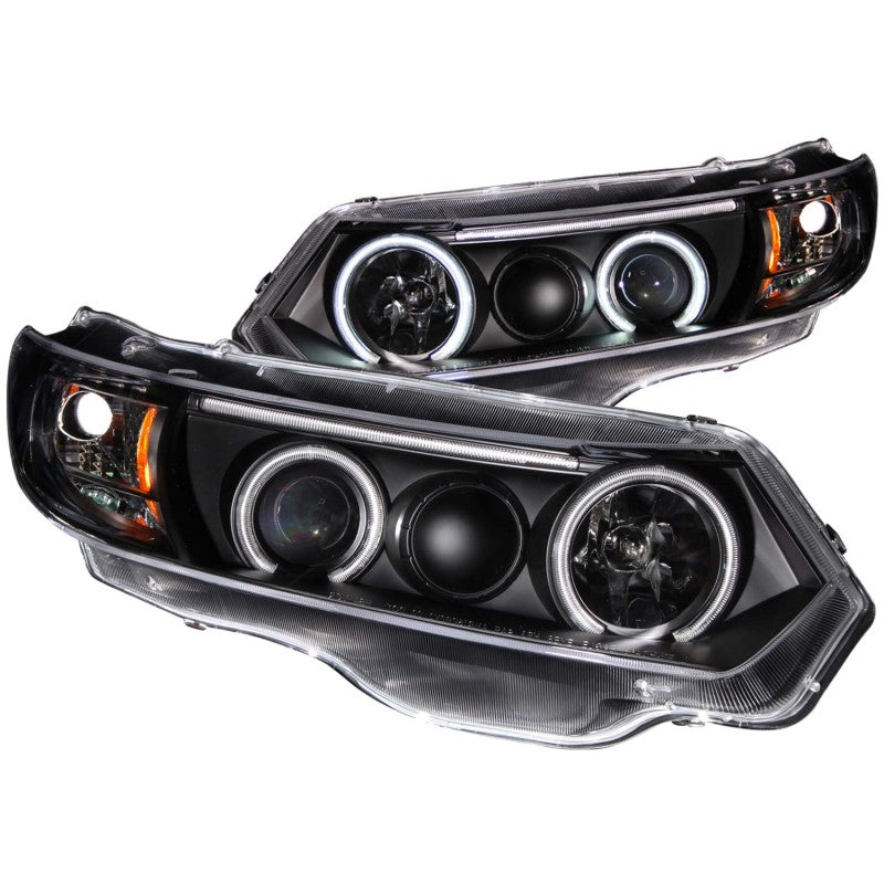 ANZO 121062 2006-2011 Honda Civic Projector Headlights w/ Halo Black (CCFL)