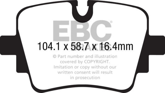 EBC DP32190C 13+ Jaguar F-Type (Cast Iron Rotors Only) 3.0 Supercharged (340) Redstuff Rear Brake Pads