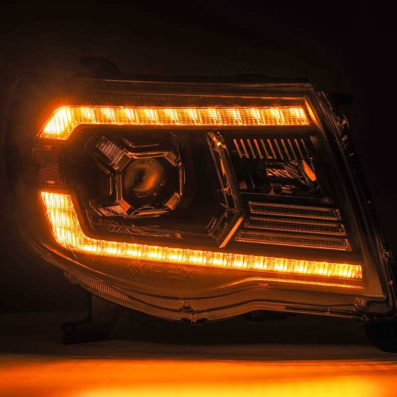 AlphaRex 880739 05-11 Toyota Tacoma LUXX LED Projector Headlights Plank Style Alpha Black w/Activ Light/DRL