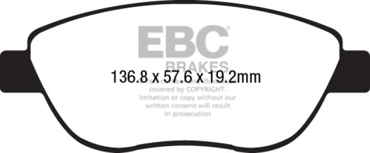 EBC DP32212C 14-17 Fiat 500 Redstuff Ceramic Low Dust Front Brake Pads