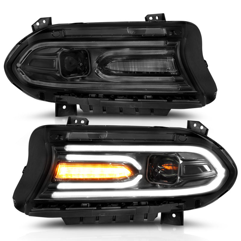 ANZO 121559 2015-2018 Dodge Charger Projector Headlights Plank Style Black