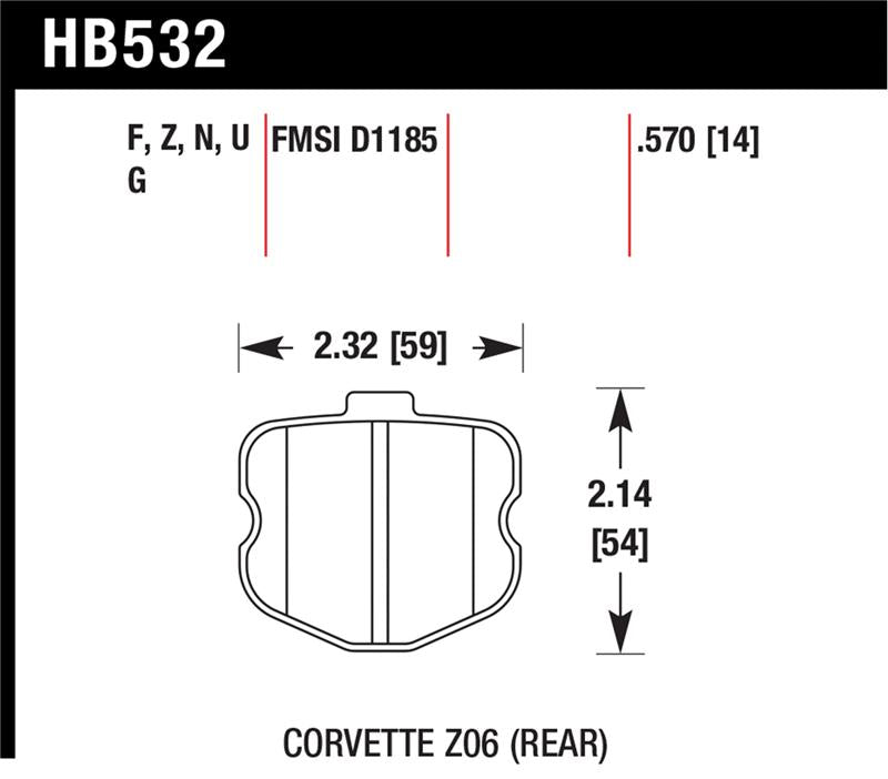 Hawk Performance HB532F.570 Hawk 06-10 Chevy Corvette (OEM Pad Design) Rear HPS Street Brake Pads