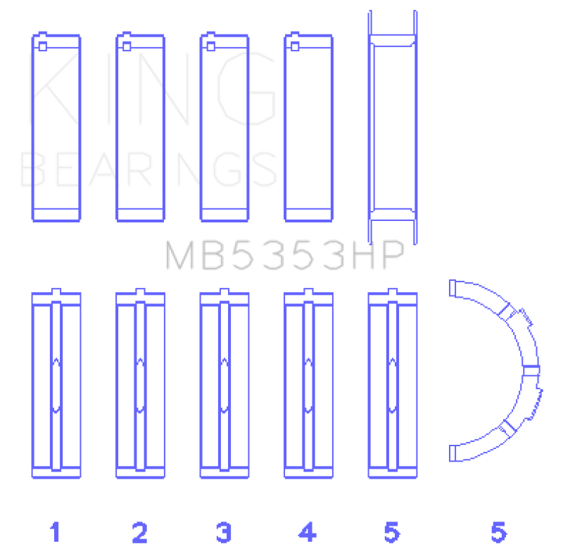 King Engine Bearings MB5353HP Ford 281 4.6L SOHC 16V Performance Main Bearing Set - Size STD