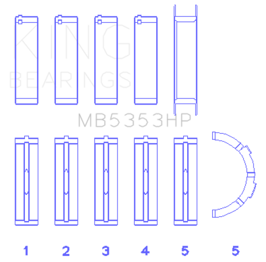 King Engine Bearings MB5353HP Ford 281 4.6L SOHC 16V Performance Main Bearing Set - Size STD