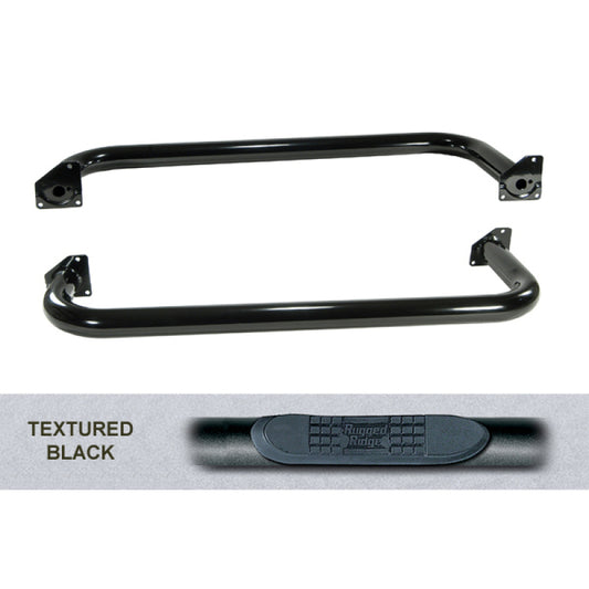 Rugged Ridge 11591.04 3-In Round Side Step Black 97-06TJ