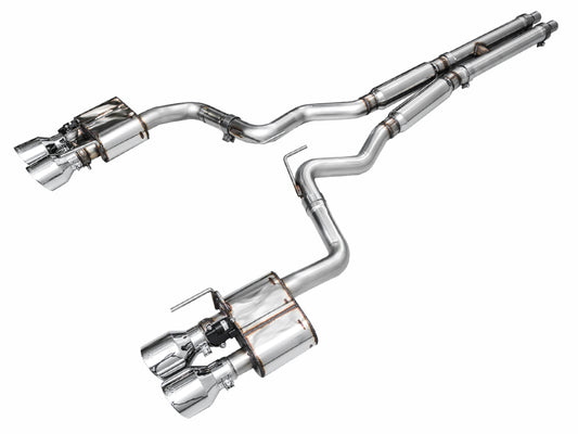 AWE Tuning 3025-42375 AWE 2024 Ford Mustang Dark Horse S650 RWD SwitchPath Catback Exhaust w/ Quad Chrome Silver Tips