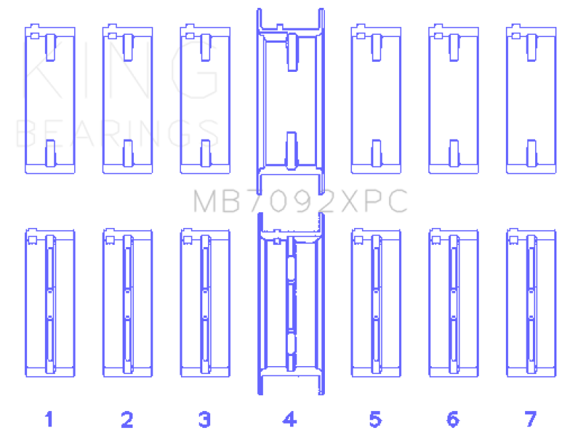 King Engine Bearings MB7092XPCSTDX Nissan RB26DETT 24V Coated Performance Main Bearing Set - Size STDX