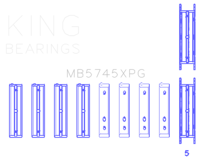King Engine Bearings MB5745XPG0.25 King Subaru FA20 FB20 - Size .25 Oversized Performance Tri-Metal Main Bearing Set