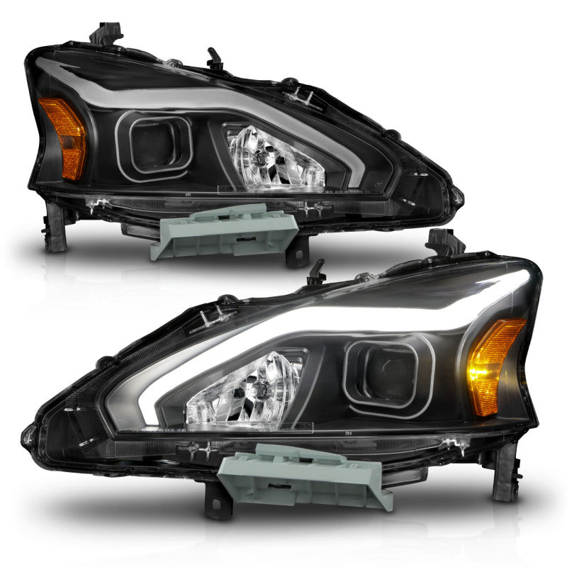 ANZO 121569 13-15 Nissan Altima (w/o Factory HID Bulbs) Projector Headlights - w/ Light Bar Black Housing