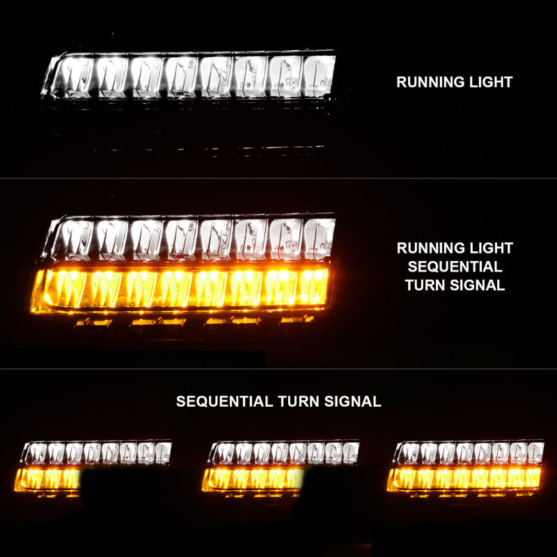 ANZO 511085 2018-2021 Jeep Wrangler LED Side Markers Chrome Housing Smoke Lens w/ Seq. Signal Sport Bulb