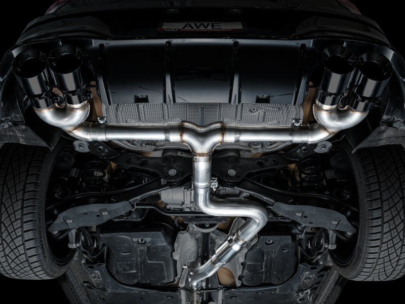 AWE Tuning 3020-43658 AWE MK8 Volkswagen Golf R 3in Track Edition Quad Exhaust - Diamond Black Tips