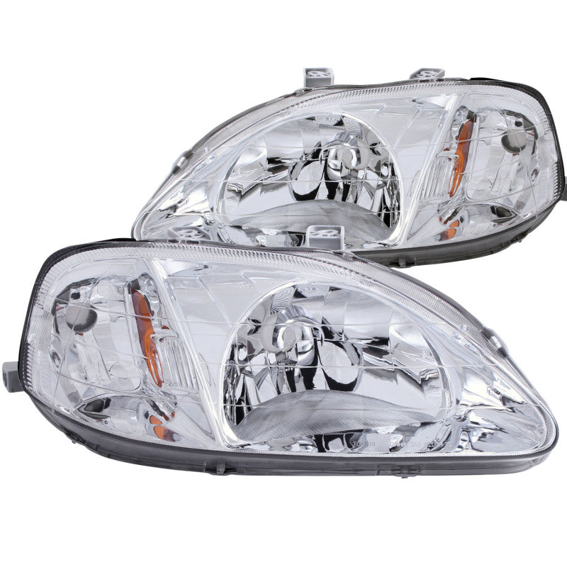ANZO 121179 1999-2000 Honda Civic Crystal Headlights Chrome