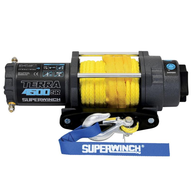 Superwinch 1145270 4500 LBS 12V DC 1/4in x 50ft Synthetic Rope Terra 4500SR Winch - Gray Wrinkle