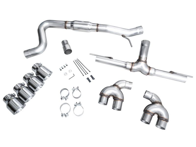 AWE Tuning 3020-42658 AWE MK8 Volkswagen Golf R 3in Track Edition Quad Exhaust - Chrome Silver Tips