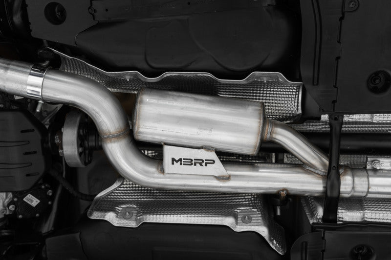 MBRP S46133CF 2022 Volkswagen Golf R MK8 T304 Stainless Steel 3in Cat-Back, Quad Rear Exit- Carbon Fiber Tip