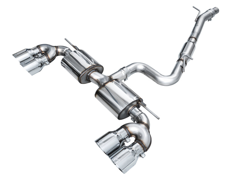 AWE Tuning 3015-42658 AWE MK8 Volkswagen Golf R 3in Touring Edition Quad Exhaust - Chrome Silver Tips