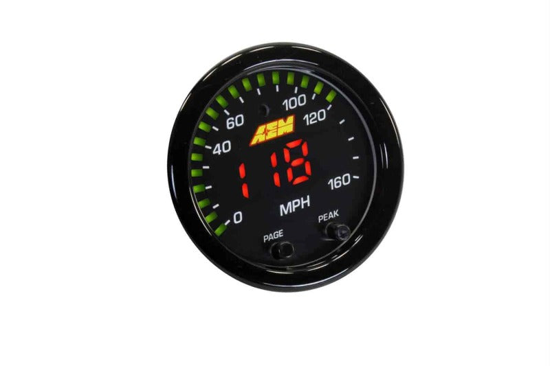 AEM 30-0313 X-Series 0-160 MPH Black Bezel w/ Black Face GPS Speedometer Gauge