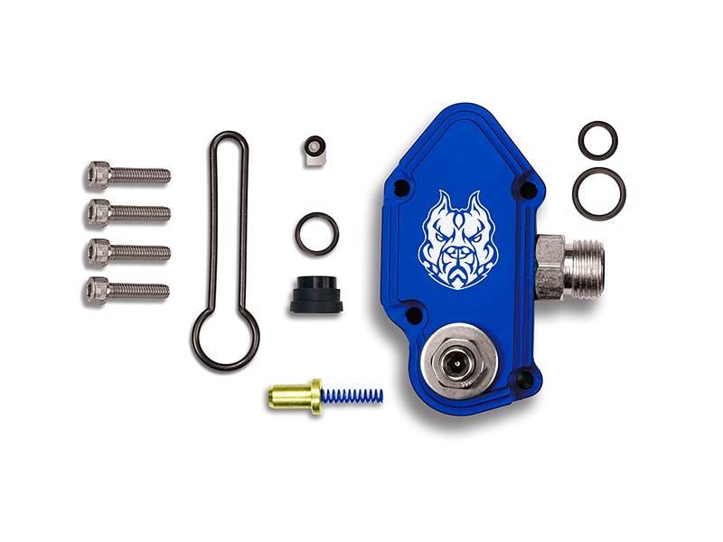 Sinister Diesel SD-FUELBLK-6.0-ADJ 03-07 Ford Powerstroke 6.0L Blue Spring Kit with Adjustable Billet Spring Housing