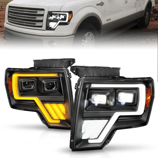 ANZO 111606 09-14 Ford F-150 Full LED Proj Headlights w/Initiation Feature - Black