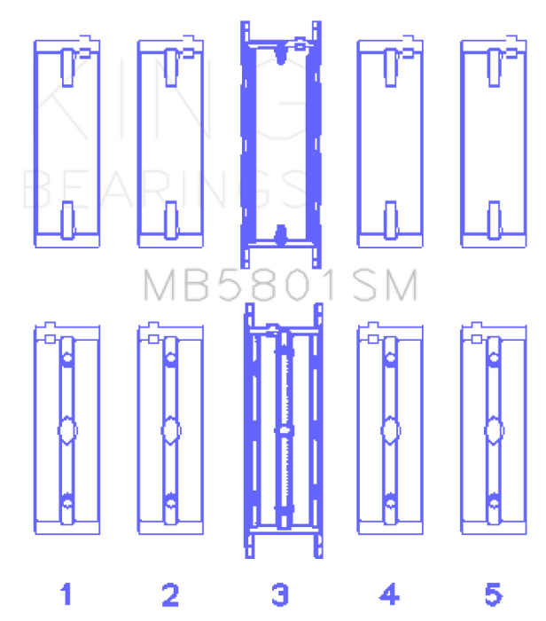 King Engine Bearings MB5801SM BMW S63 Crankshaft Main Bearing Set