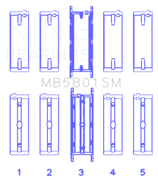 King Engine Bearings MB5801SM0.25 BMW N63/S63 Crankshaft Main Bearing Set - Size +0.25mm
