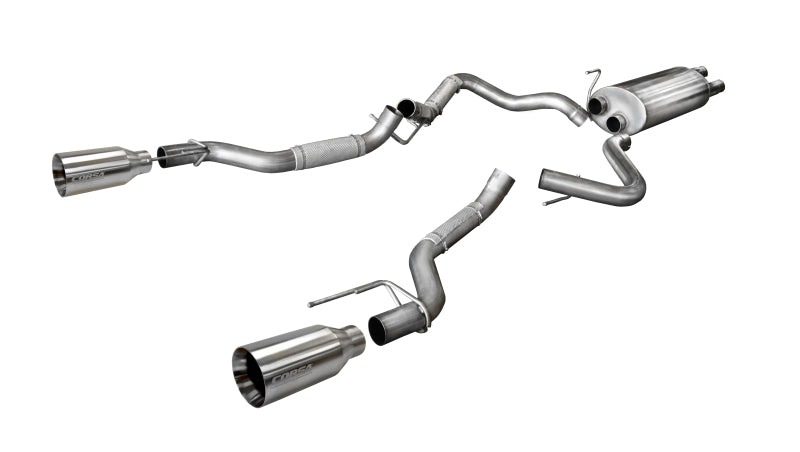 CORSA Performance 14397 Corsa 2017-2020 Ford F-150 Raptor 3.5L Sport Cat-Back Dual Rear Exit w/ 5in Satin Polished Tip