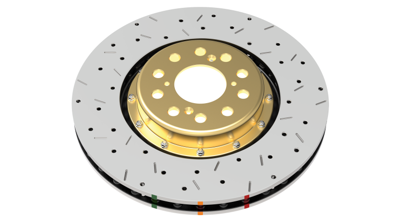 DBA DBA5654GLDXS-10 04-07 STi/2017 BRZ w/Perf. Pkg. 10 Hole Front Drilled/Slotted 5000 Series 2 Pc Rotor w/Gold Hat