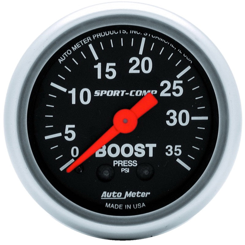 AutoMeter 3304 Autometer Sport-Comp 52mm 35 PSI Mechanical Boost Gauge