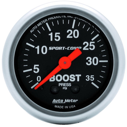 AutoMeter 3304 Autometer Sport-Comp 52mm 35 PSI Mechanical Boost Gauge