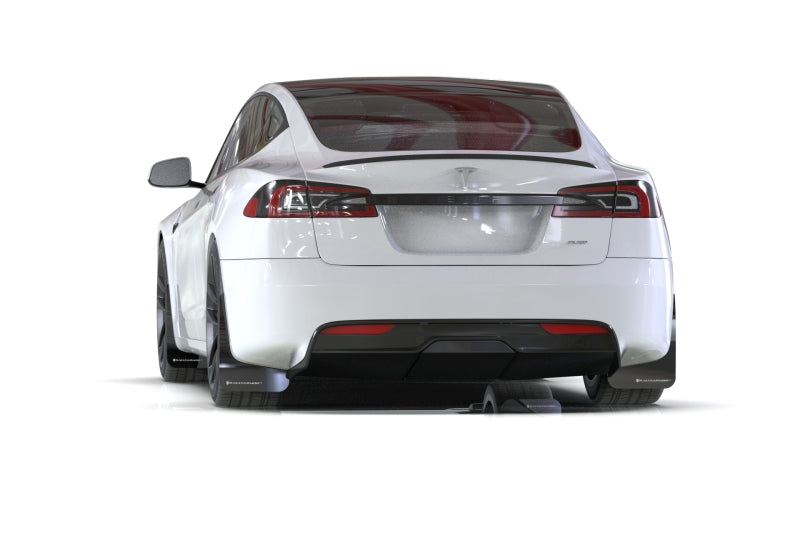 Rally Armor MF101-UR-BLK-WH 21-25 Tesla Model S / S Plaid Black UR Mud Flap w/White Logo