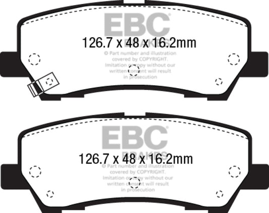 EBC DP43043R 15+ Ford Mustang 2.3 Turbo Performance Pkg Yellowstuff Rear Brake Pads