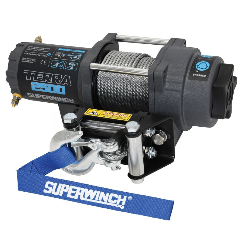 Superwinch 1125260 2500 LBS 12V DC 3/16in x 40ft Steel Rope Terra 2500 Winch - Gray Wrinkle