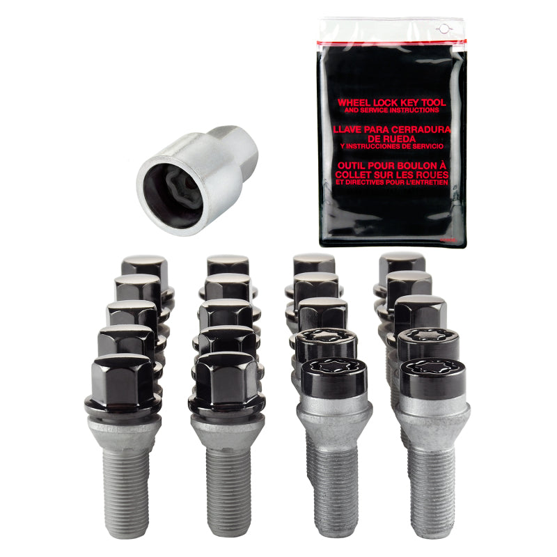 McGard 67200BK 5 Lug Hex Install Kit w/Locks (Cone Seat Bolt) M14X1.5 / 17mm Hex / 28.0mm Shank L. - Black