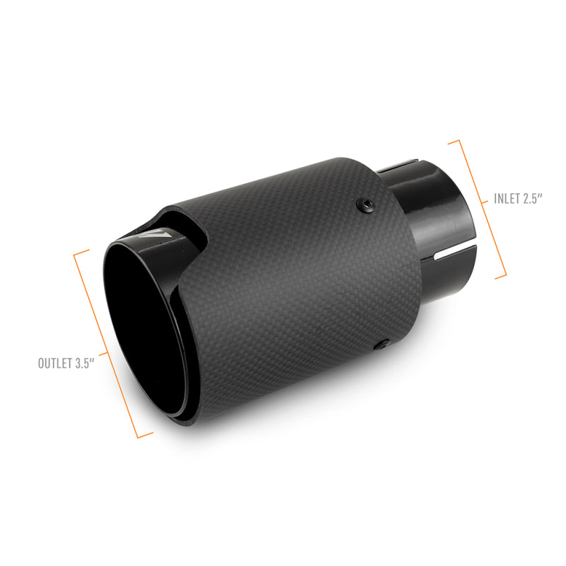 Mishimoto MMEXH-TIP-CFM25BK Carbon Fiber Muffler Tip 2.5in Inlet 3.5in Outlet M Black